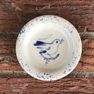 Blue Bird Small Ceramic Rowe Pottery Plate For Pleasant Company American Girl
